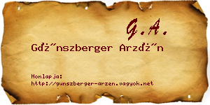 Günszberger Arzén névjegykártya